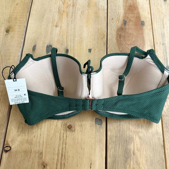 NWT Shade & Shore Green Textured Bikini Top‎ Swim 34D Light Lift - Picture 3 of 7